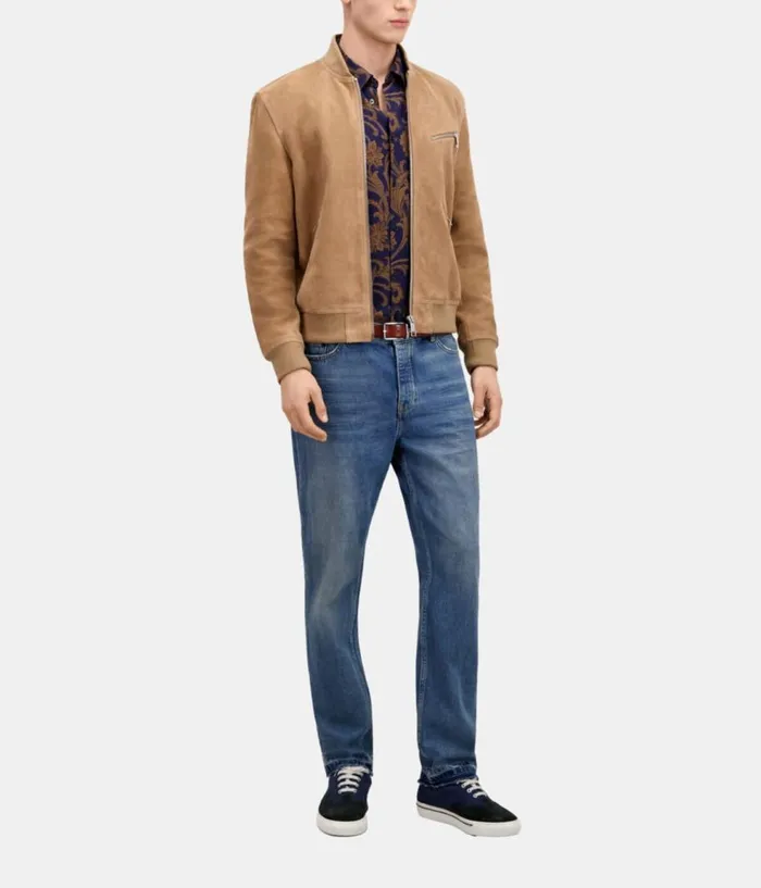Men Coats and Jackets THE KOOPLES Beige Suede Leather Jacket Men Coats and Jackets THE KOOPLES Beige Suede Leather Jacket
