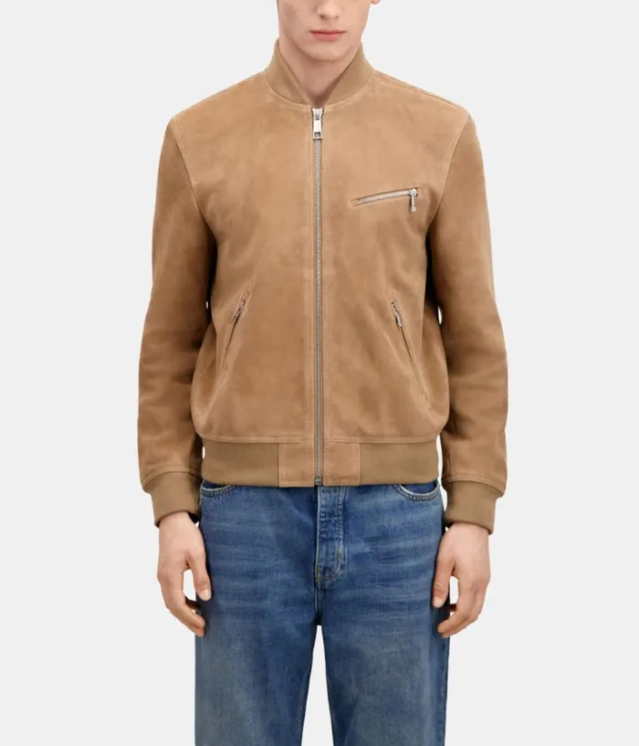 Men Coats and Jackets THE KOOPLES Beige Suede Leather Jacket Men Coats and Jackets THE KOOPLES Beige Suede Leather Jacket