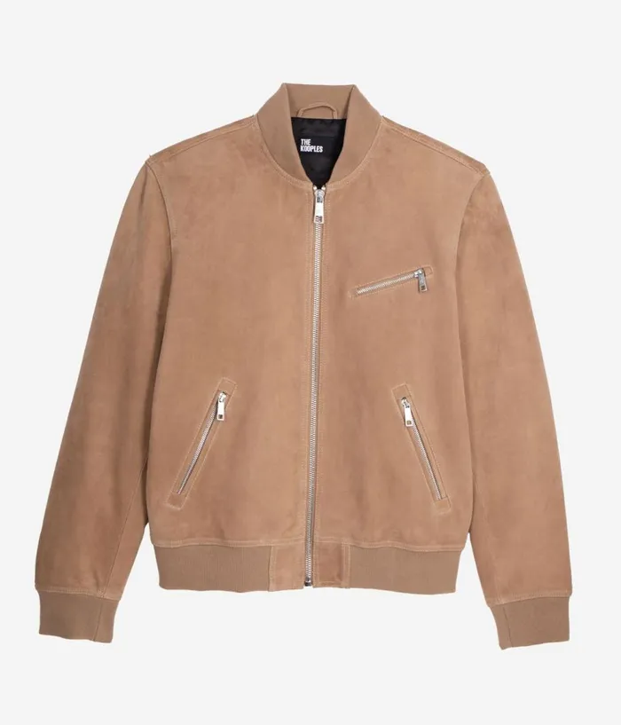 Men Coats and Jackets THE KOOPLES Beige Suede Leather Jacket Men Coats and Jackets THE KOOPLES Beige Suede Leather Jacket