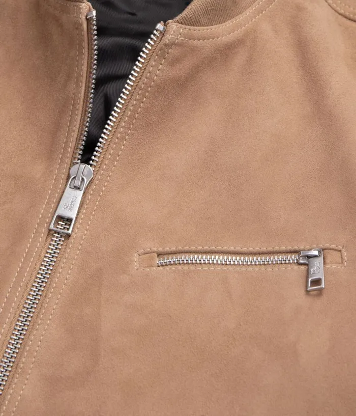 Men Coats and Jackets THE KOOPLES Beige Suede Leather Jacket Men Coats and Jackets THE KOOPLES Beige Suede Leather Jacket