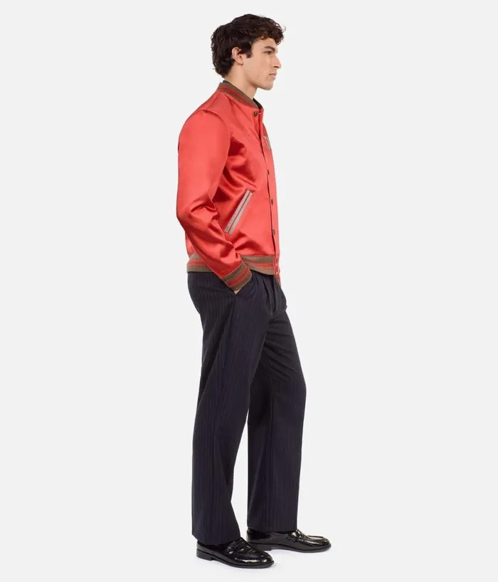 Men Coats and Jackets THE KOOPLES Red Satin Jacket With Patches Men Coats and Jackets THE KOOPLES Red Satin Jacket With Patches