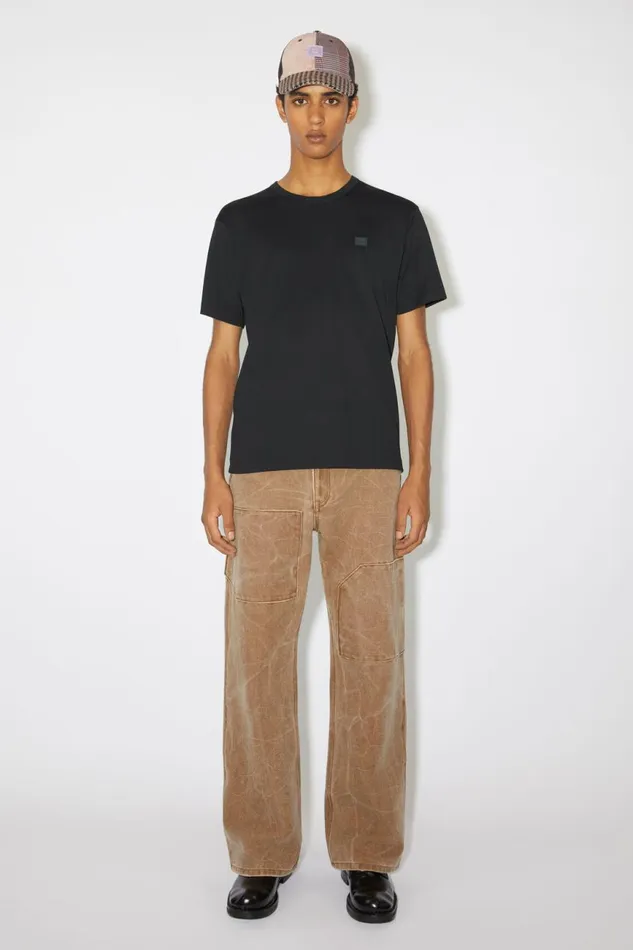 Men Crew Neck Tshirt Regular Fit Black Acne Studios Tshirts