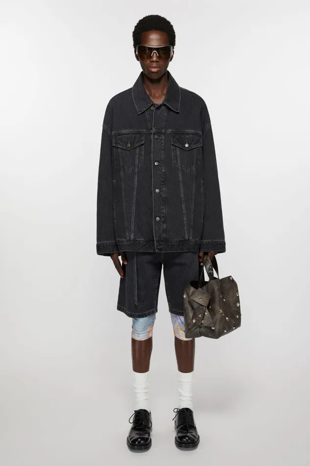 Men Denim Jacket 8211 Oversized Unisex Fit Black Acne Studios Outerwear
