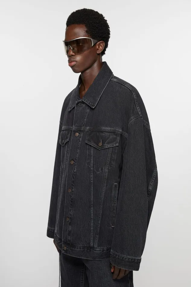 Men Denim Jacket 8211 Oversized Unisex Fit Black Acne Studios Outerwear