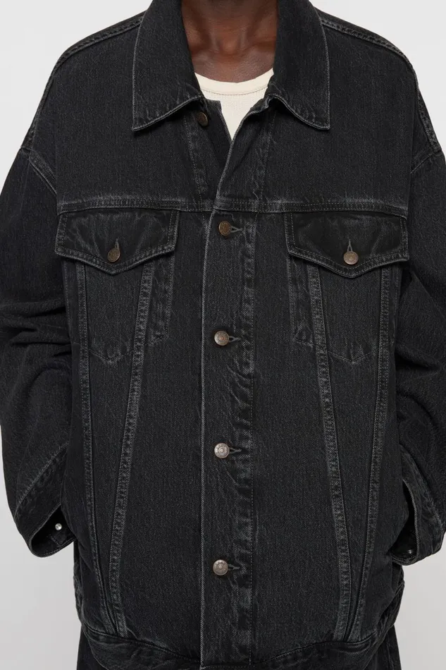 Men Denim Jacket 8211 Oversized Unisex Fit Black Acne Studios Outerwear