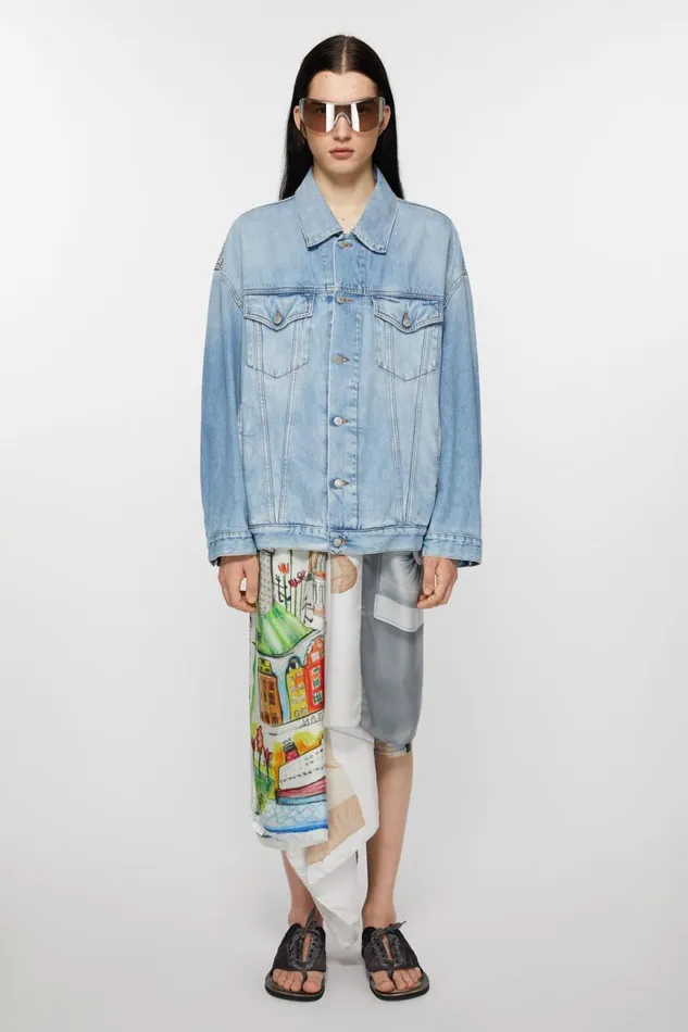 Men Denim Jacket 8211 Oversized Unisex Fit Light Blue Acne Studios Outerwear