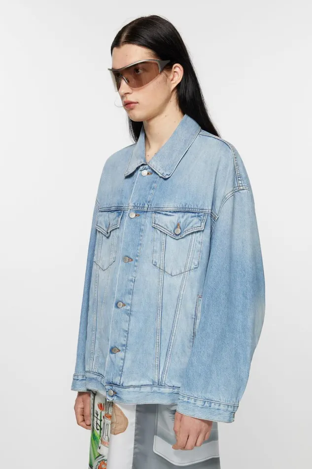 Men Denim Jacket 8211 Oversized Unisex Fit Light Blue Acne Studios Outerwear