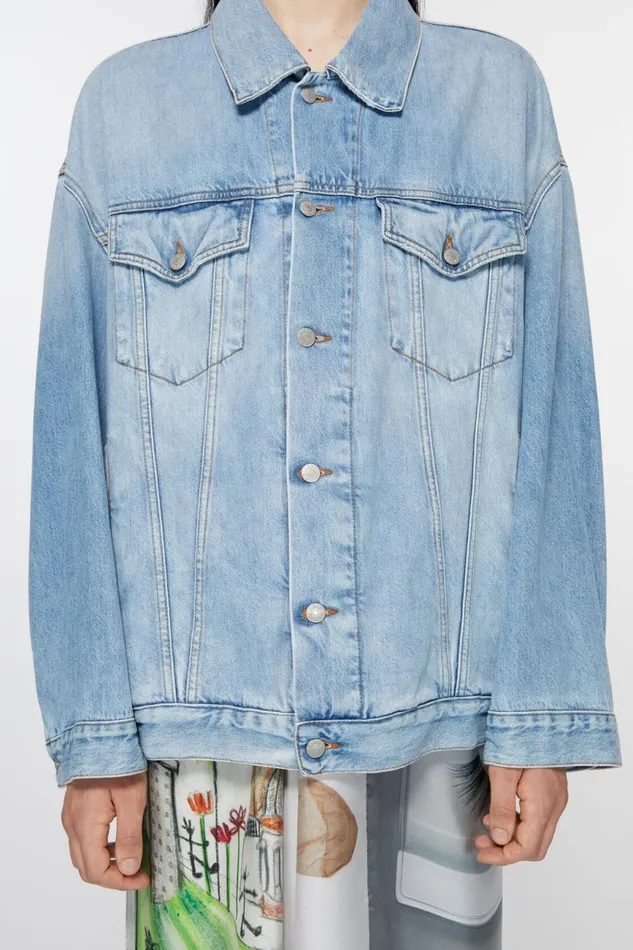 Men Denim Jacket 8211 Oversized Unisex Fit Light Blue Acne Studios Outerwear