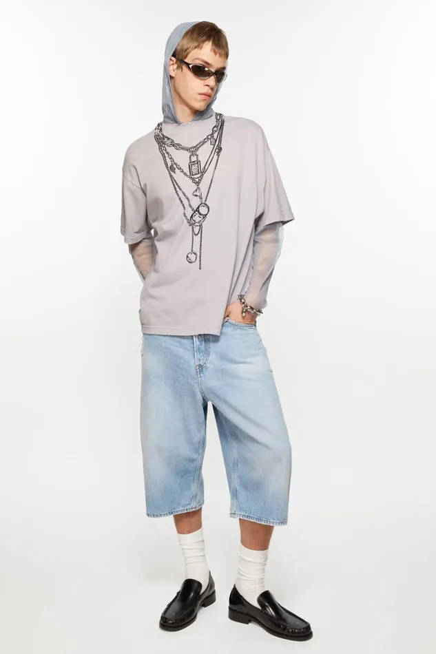 Men Denim Shorts 8211 Loose Fit Light Blue Acne Studios Shorts
