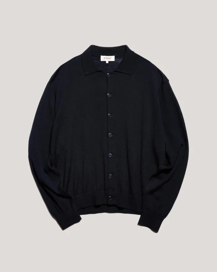Men Earth Rat Pack Cardigan Navy YMC Knitwear