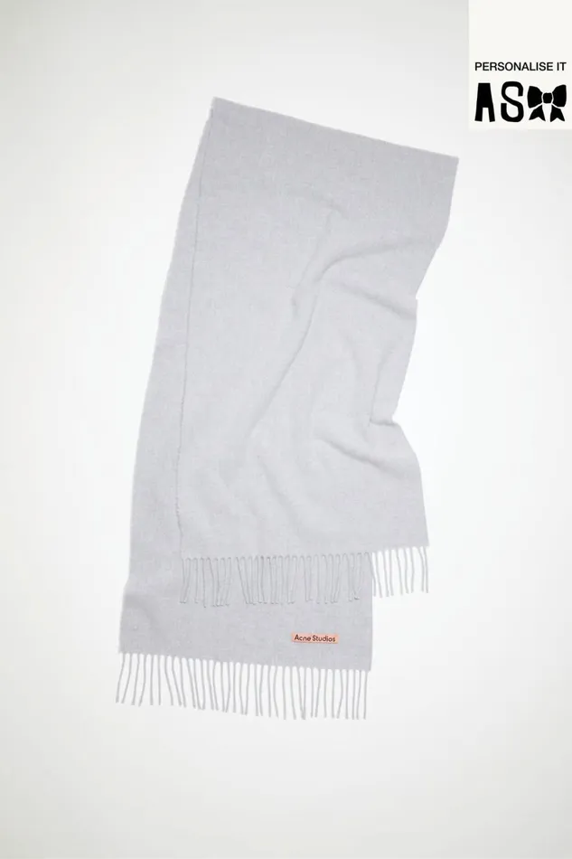 Men Fringe Wool Scarf Narrow Powder Blue Meacutelange Acne Studios Scarves