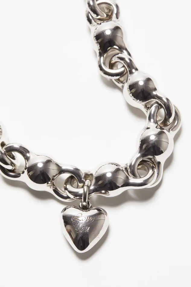Men Heart Charm Necklace Antique Silver Acne Studios Jewellery