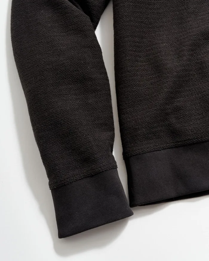 Men Herringbone Half Zip Black Billy Reid Sweaters and Sweatshirts