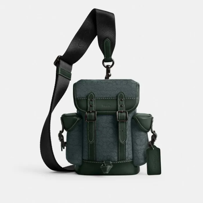 Men Hitch Backpack 13 In Micro Signature Jacquard Amazon Green Coach Backpacks