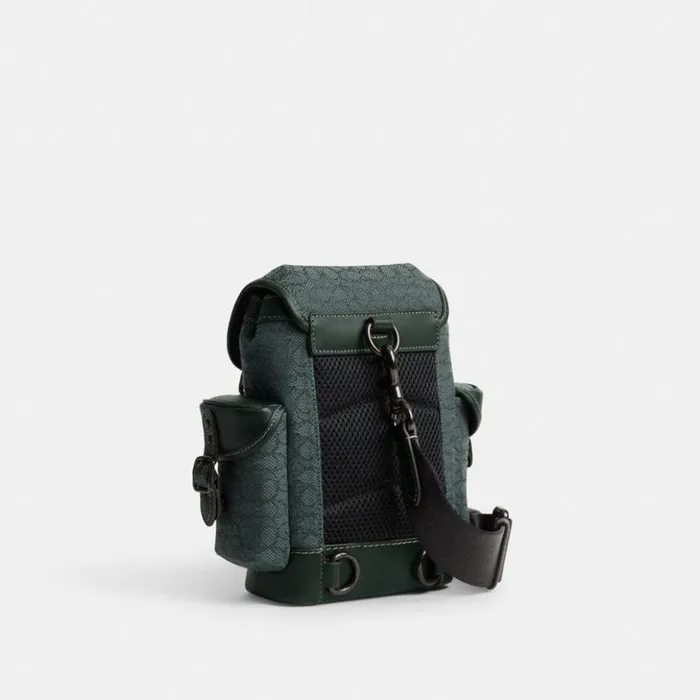 Men Hitch Backpack 13 In Micro Signature Jacquard Amazon Green Coach Backpacks