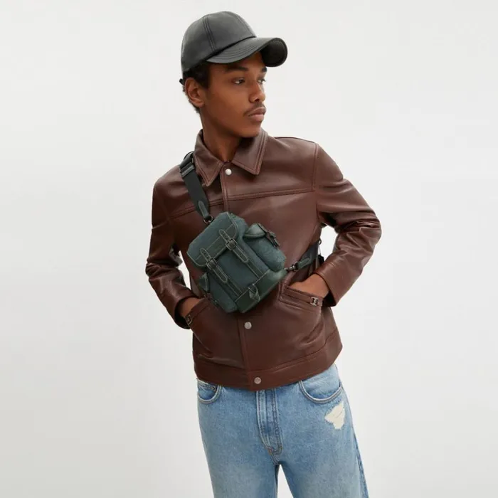 Men Hitch Backpack 13 In Micro Signature Jacquard Amazon Green Coach Backpacks