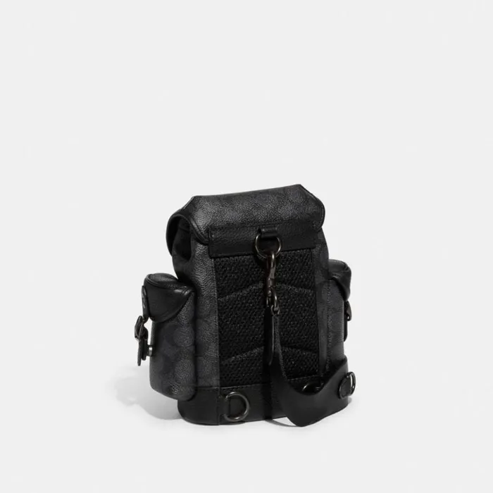 Men Hitch Backpack 13 In Signature Canvas Charcoal Coach Backpacks