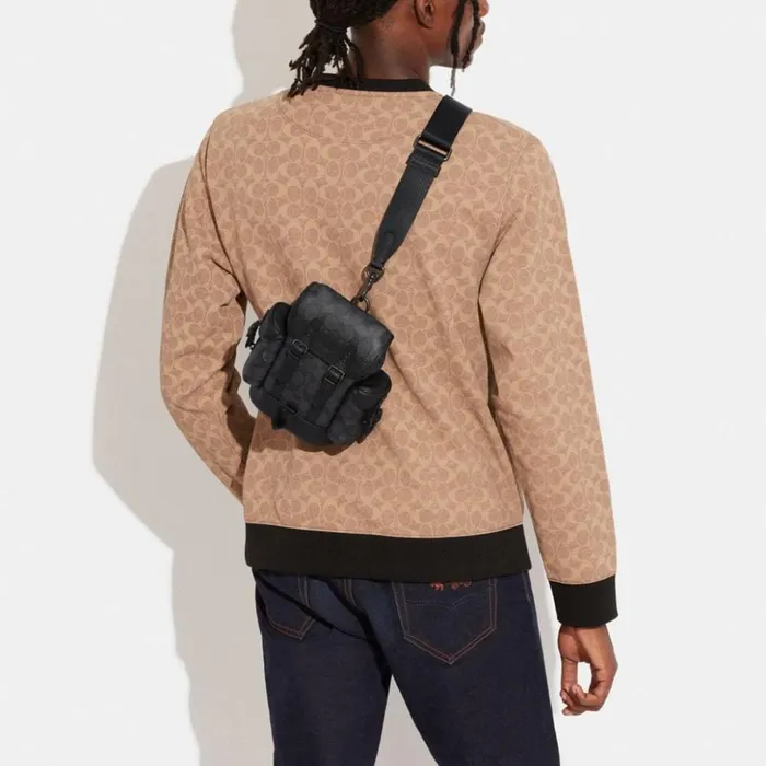 Men Hitch Backpack 13 In Signature Canvas Charcoal Coach Backpacks