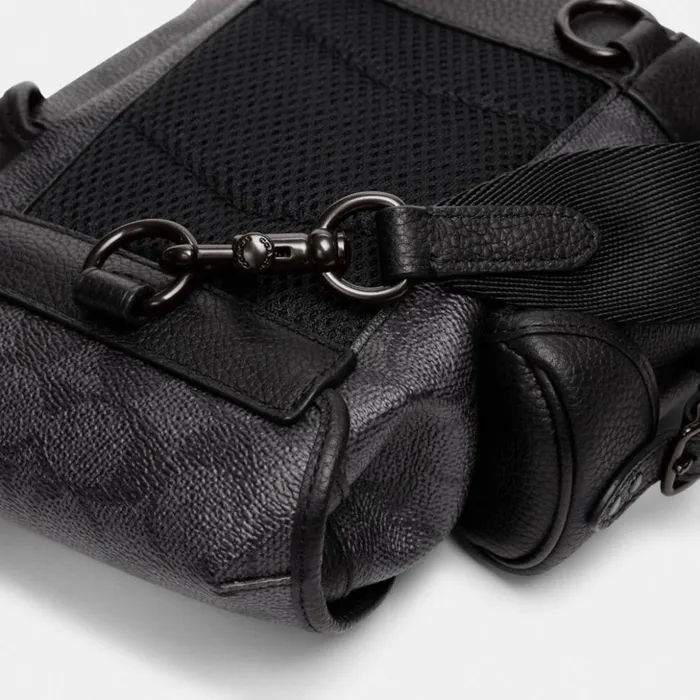 Men Hitch Backpack 13 In Signature Canvas Charcoal Coach Backpacks