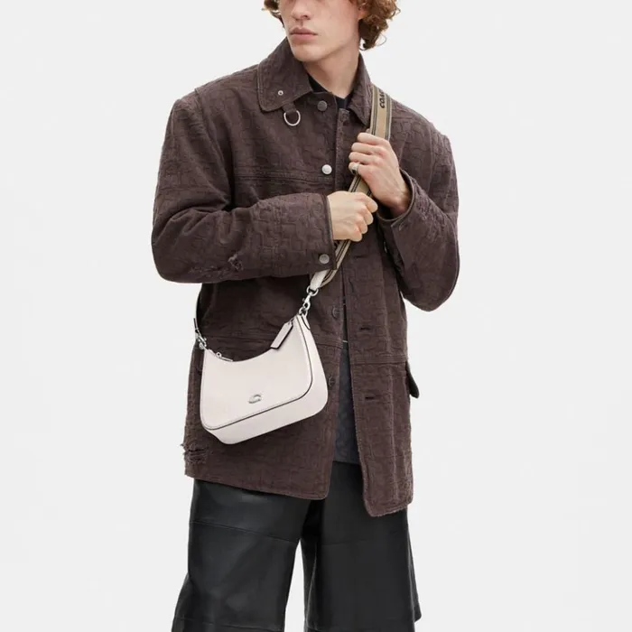 Men Hobo Crossbody With Signature Canvas Detail Chalk Coach Messenger and Crossbody