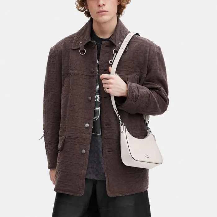 Men Hobo Crossbody With Signature Canvas Detail Chalk Coach Messenger and Crossbody