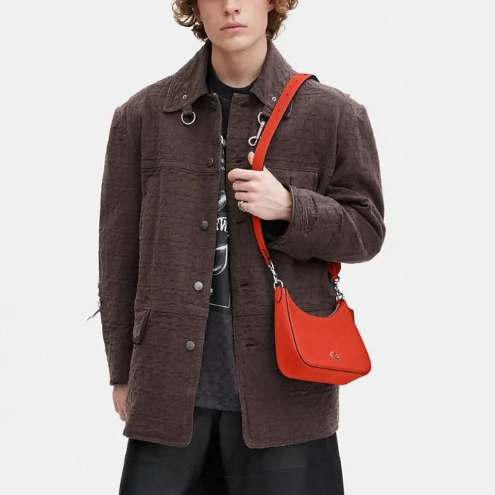 Men Hobo Crossbody With Signature Canvas Detail Sun Orange Coach Messenger and Crossbody Men Hobo Crossbody With Signature Canvas Detail Sun Orange Coach Messenger and Crossbody