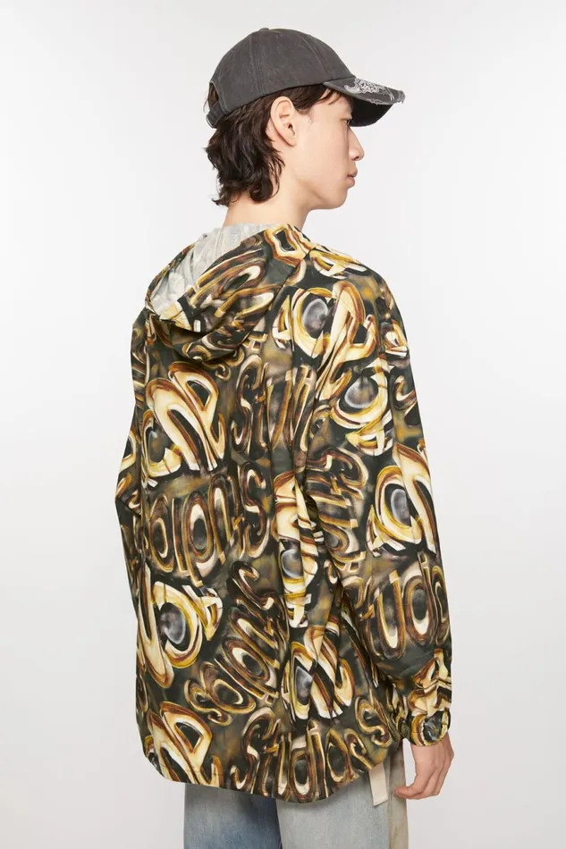 Men Hooded Logo Jacket Blackgold Acne Studios Outerwear
