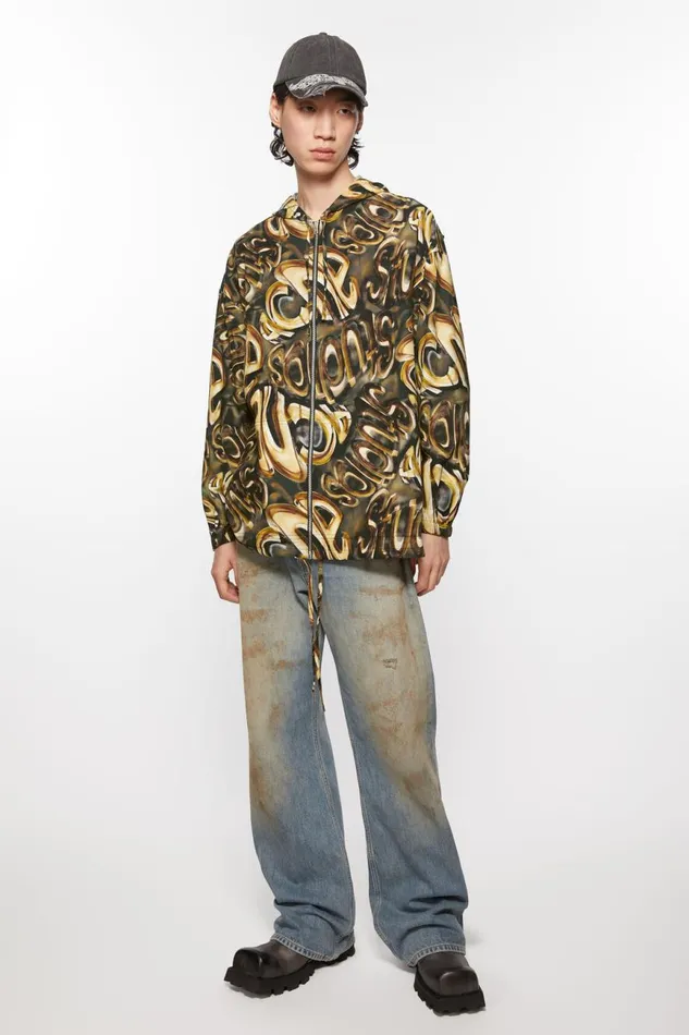 Men Hooded Logo Jacket Blackgold Acne Studios Outerwear