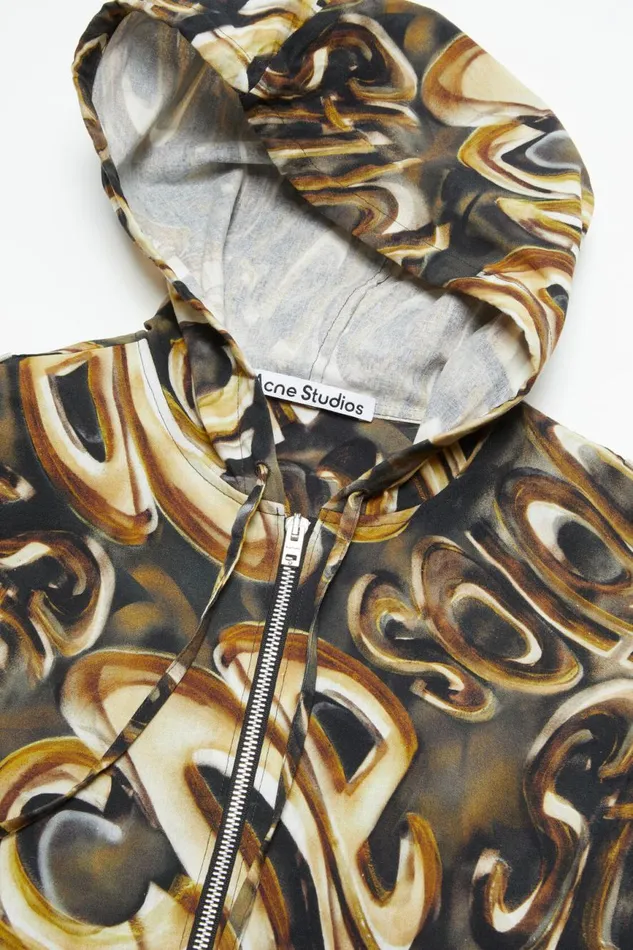 Men Hooded Logo Jacket Blackgold Acne Studios Outerwear