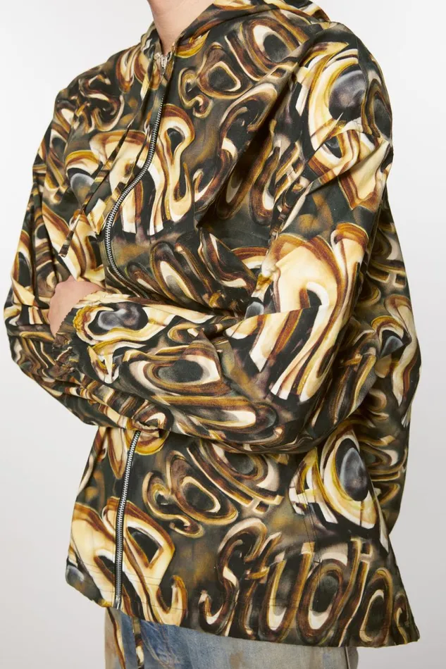 Men Hooded Logo Jacket Blackgold Acne Studios Outerwear