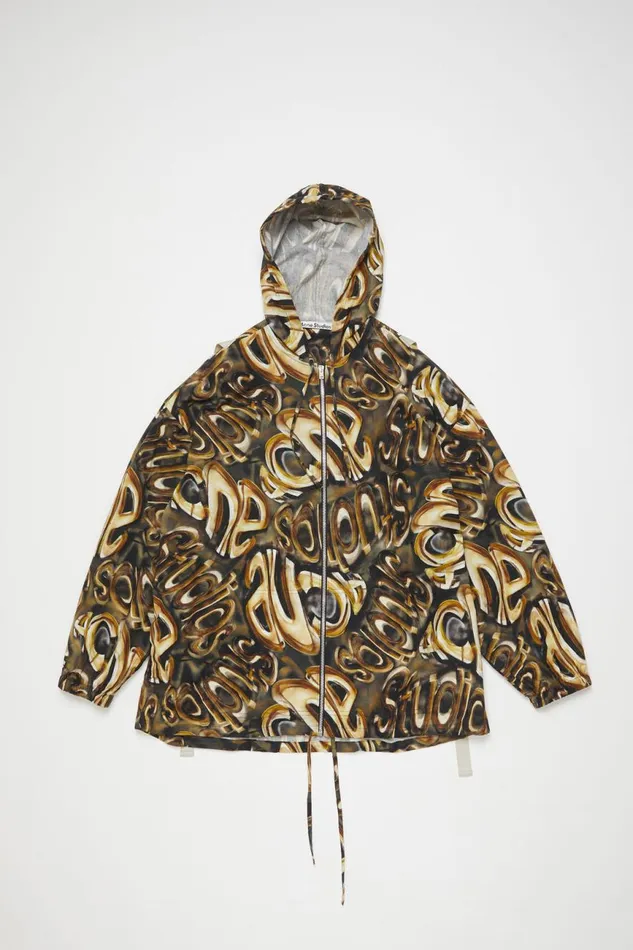 Men Hooded Logo Jacket Blackgold Acne Studios Outerwear