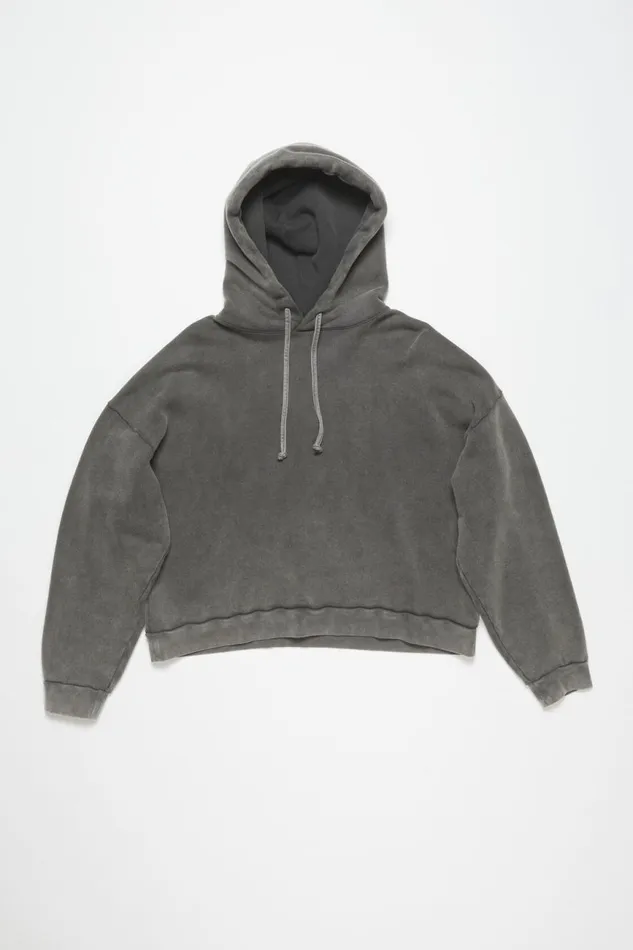 Men Hooded Sweater Logo Patch Faded Black Acne Studios Sweatshirts