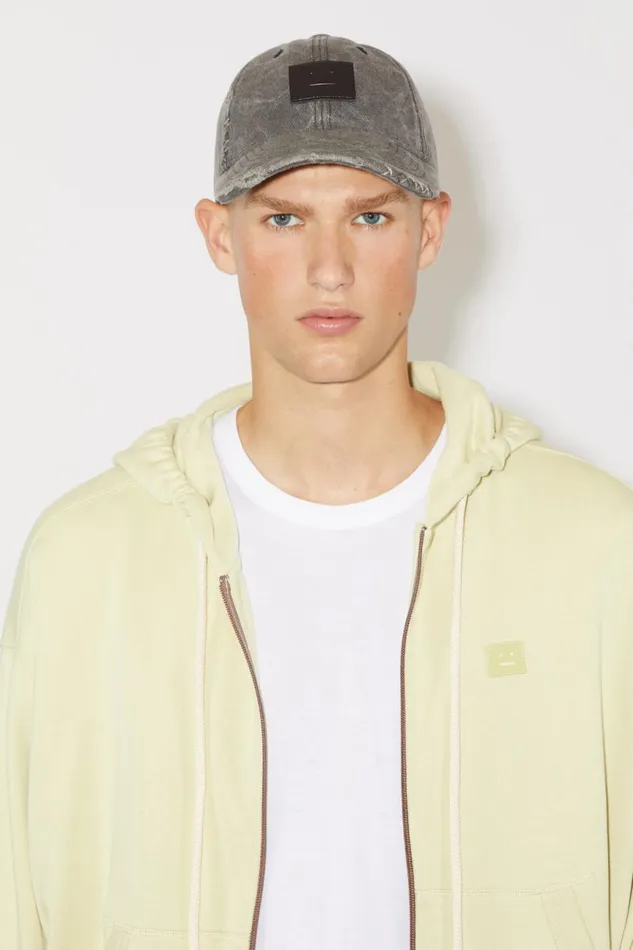 Men Hooded Zip Sweater Sandgreen Acne Studios Sweatshirts