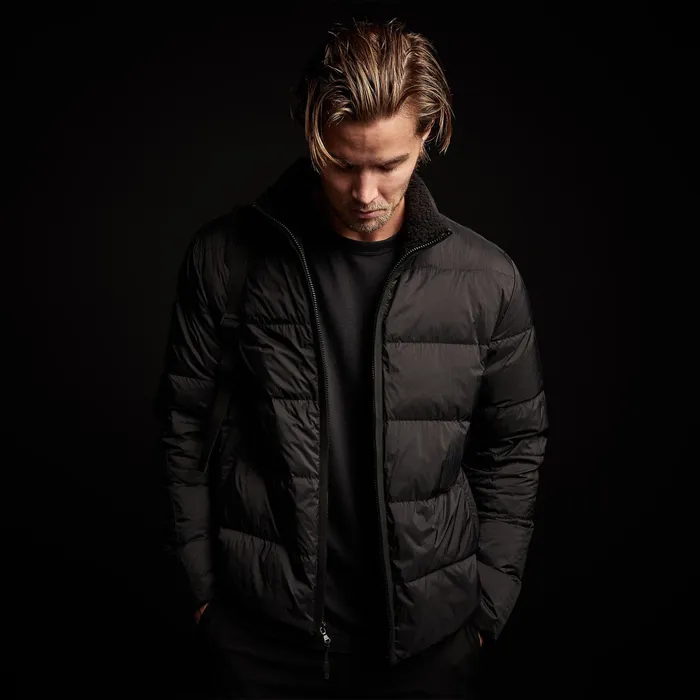 MEN James Perse ASPEN COLLECTION Side Stripe Puffer Jacket Blackblack