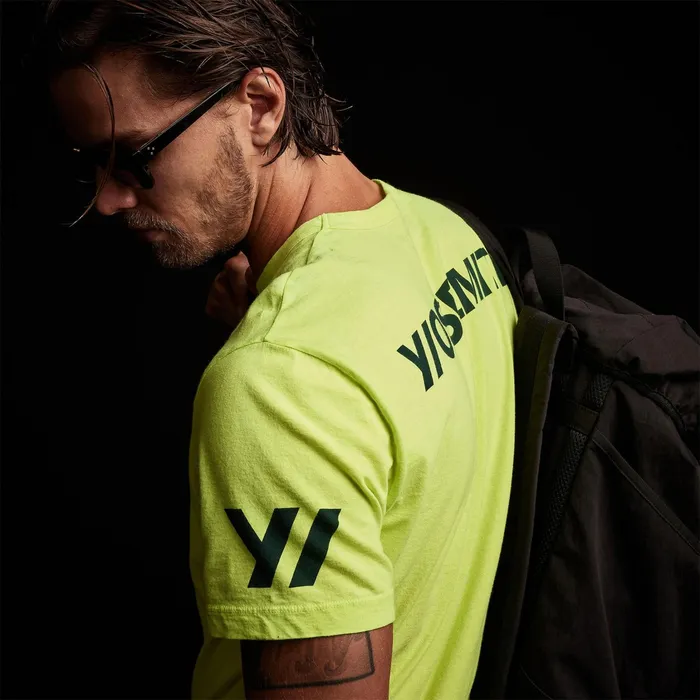MEN James Perse GRAPHICS Short Sleeve Crew Neck Double Stripe Bright Neonnavy