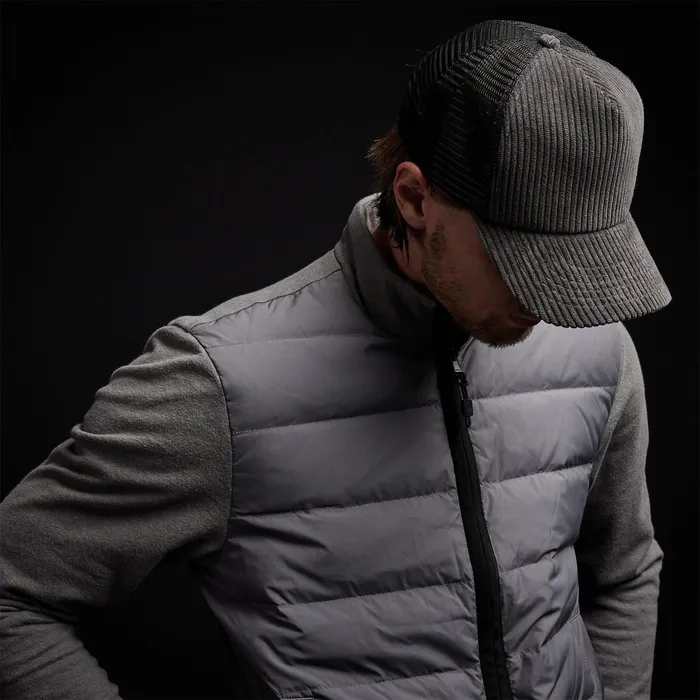 MEN James Perse JACKETSOUTERWEAR YOSEMITE Mixed Media Full Zip Funnel Neck Jacket Charcoal