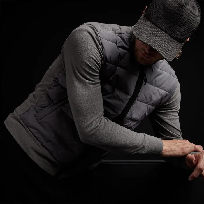 MEN James Perse JACKETSOUTERWEAR YOSEMITE Mixed Media Full Zip Funnel Neck Jacket Charcoal