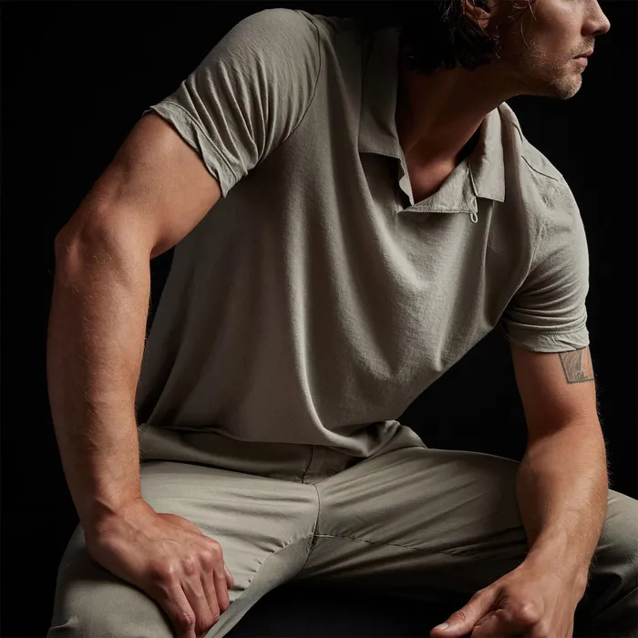 MEN James Perse POLOSNOVELTY TOPS Cotton Linen Polo Silt
