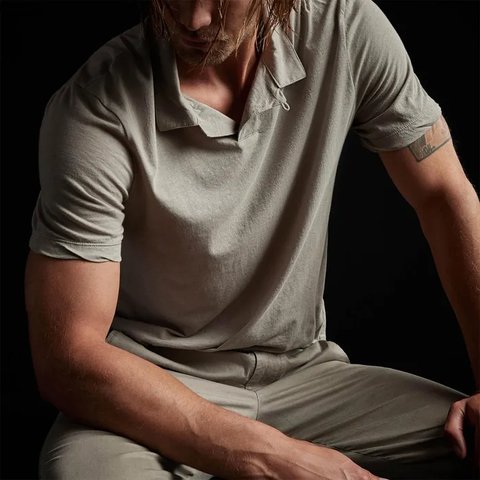 MEN James Perse POLOSNOVELTY TOPS Cotton Linen Polo Silt