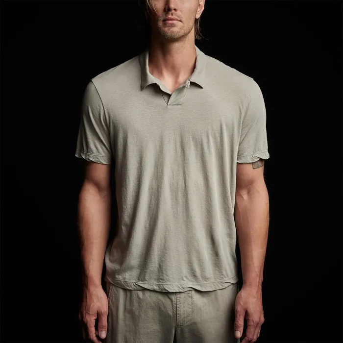 MEN James Perse POLOSNOVELTY TOPS Cotton Linen Polo Silt