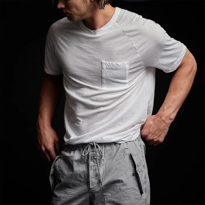 MEN James Perse POLOSNOVELTY TOPS Linen Palm Tee White