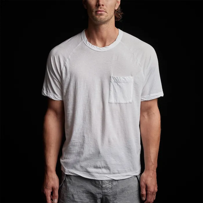 MEN James Perse POLOSNOVELTY TOPS Linen Palm Tee White