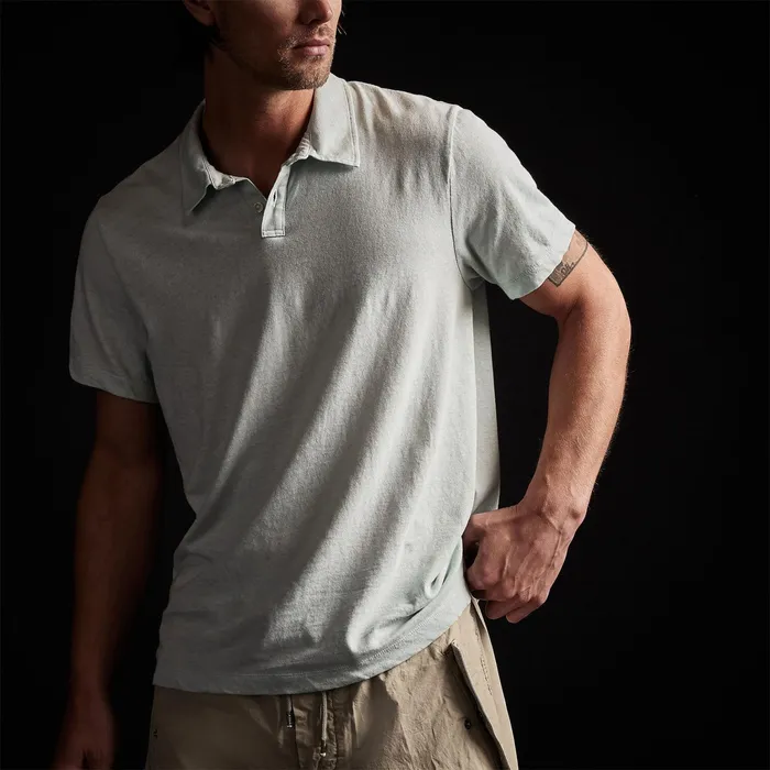 MEN James Perse POLOSNOVELTY TOPS Soft Slub Jersey Short Sleeve Polo Ocean Spray