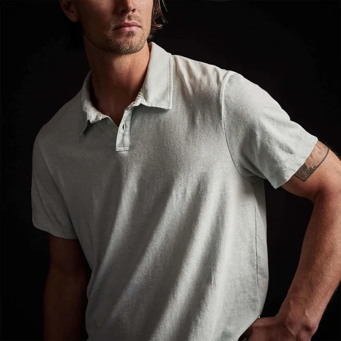 MEN James Perse POLOSNOVELTY TOPS Soft Slub Jersey Short Sleeve Polo Ocean Spray