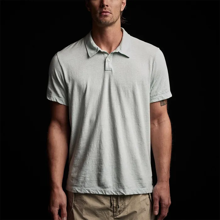 MEN James Perse POLOSNOVELTY TOPS Soft Slub Jersey Short Sleeve Polo Ocean Spray
