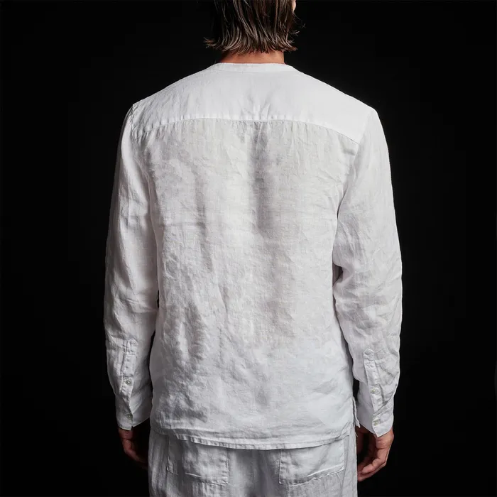 MEN James Perse SHIRTING Band Collar Linen Shirt White