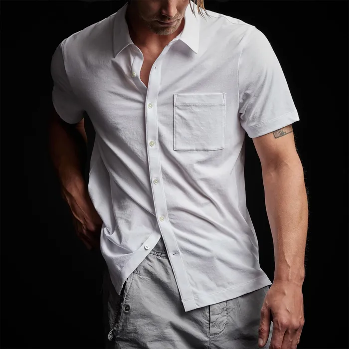 MEN James Perse SHIRTING Clean Finish Short Sleeve Shirt White