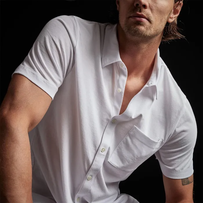 MEN James Perse SHIRTING Clean Finish Short Sleeve Shirt White