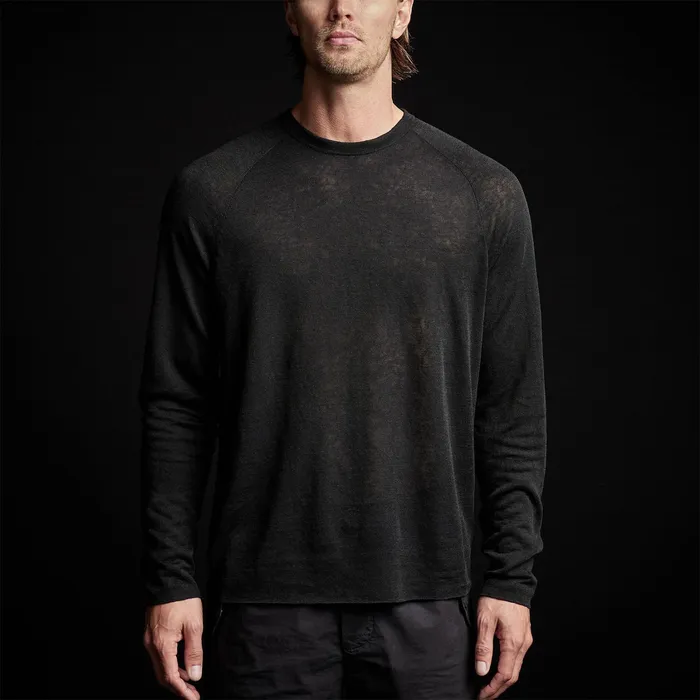 MEN James Perse SWEATERS Desert Knit Linen Raglan Blacknavy