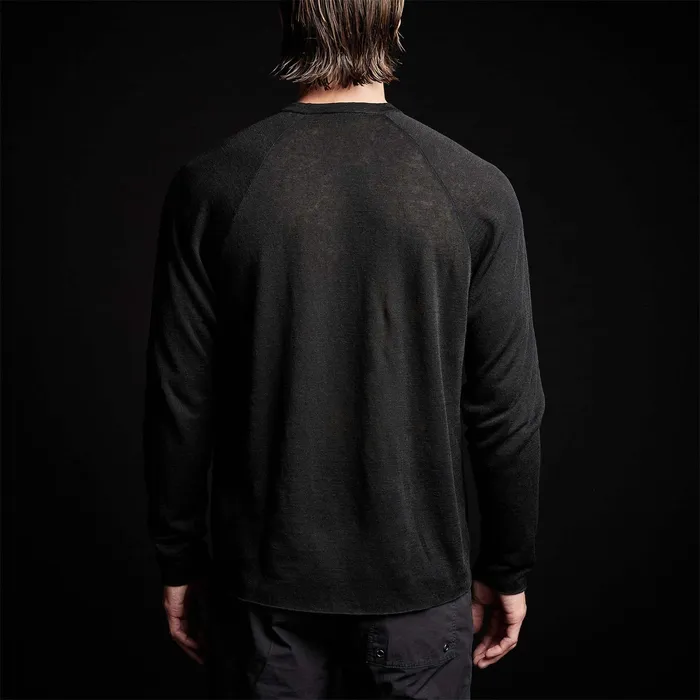 MEN James Perse SWEATERS Desert Knit Linen Raglan Blacknavy